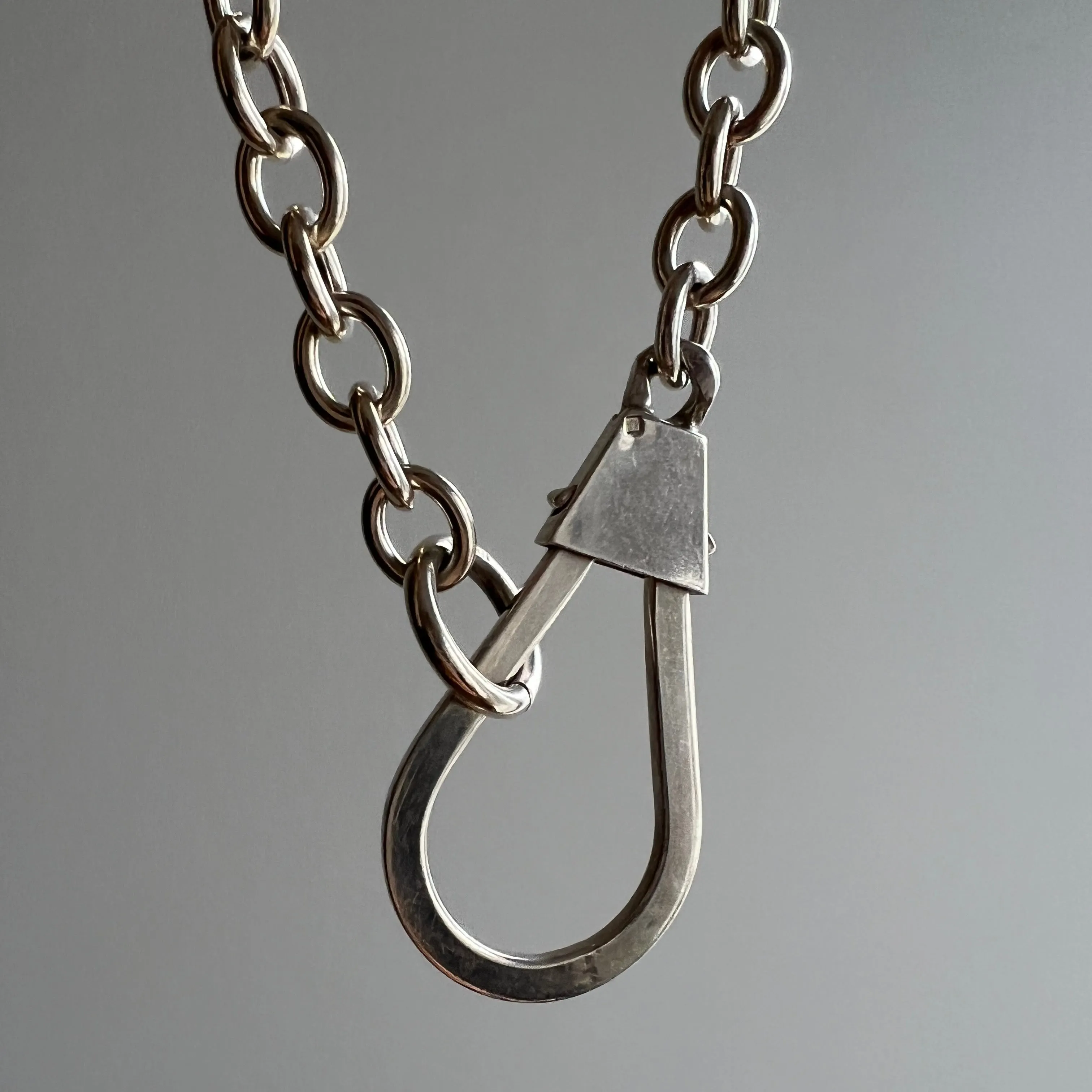 reimagined V I N T A G E // Egyptian lasso / sterling silver chunky oval cable chain and lasso shaped carabiner / 17 55g