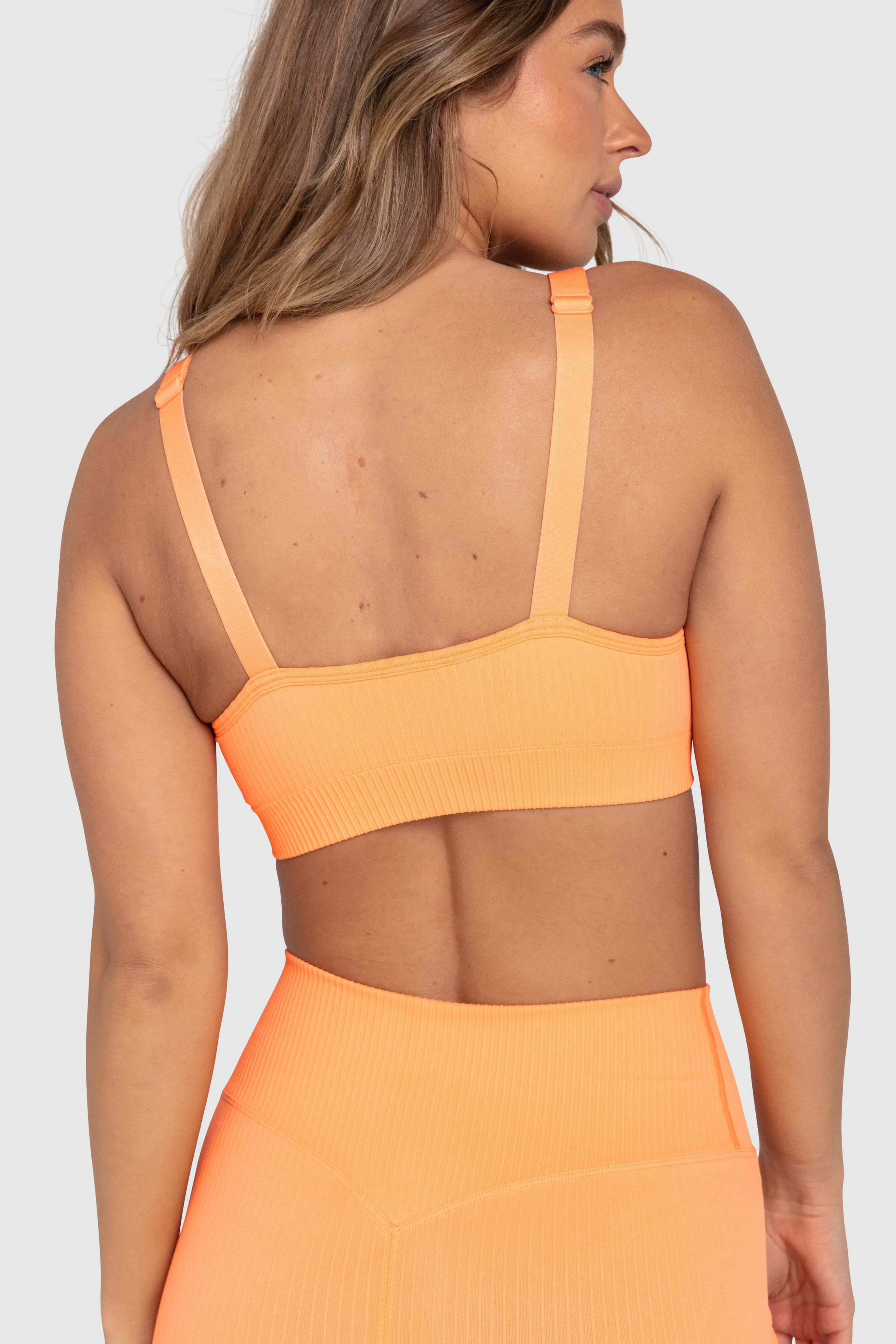 Ribbed Seamless Crop - Mango Orange