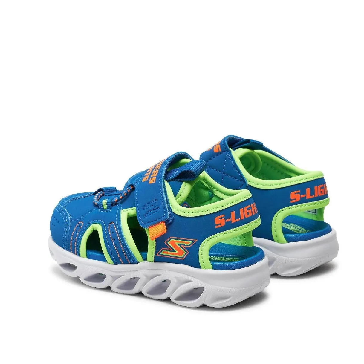 Scarpe da Bambino - SKECHERS art. 401680NBLLM sandali con luci blu lime