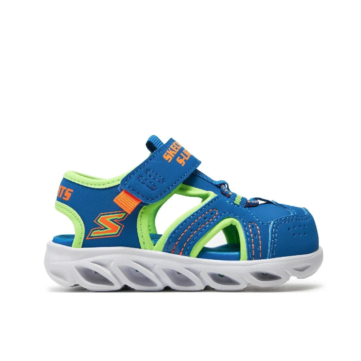 Scarpe da Bambino - SKECHERS art. 401680NBLLM sandali con luci blu lime