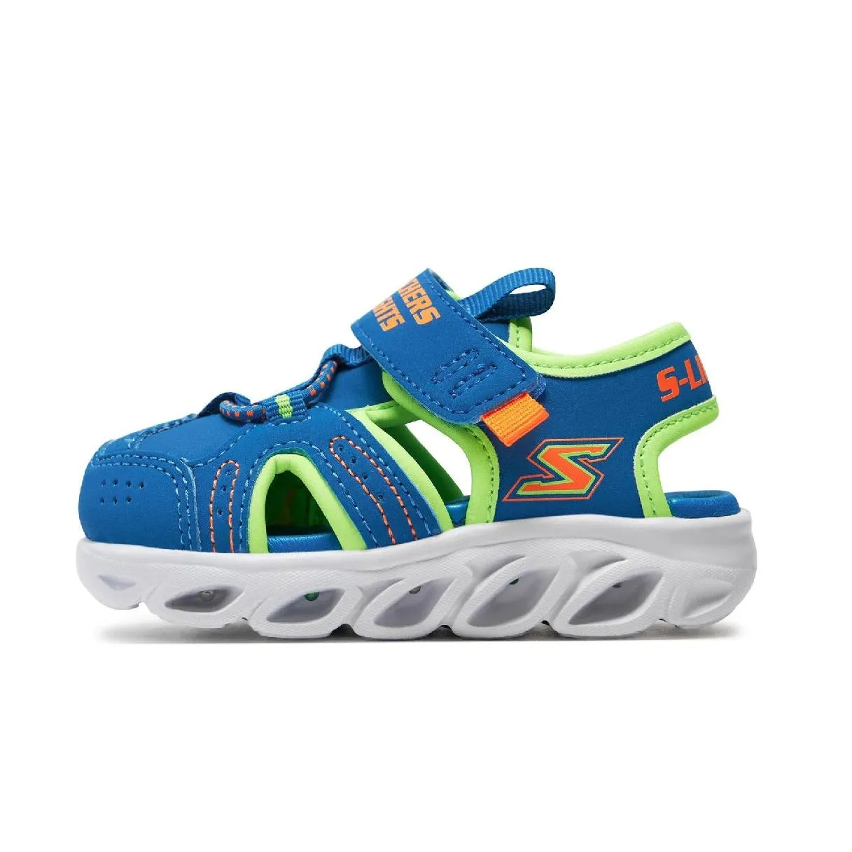 Scarpe da Bambino - SKECHERS art. 401680NBLLM sandali con luci blu lime