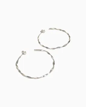 Silver earrings Wavy L #02