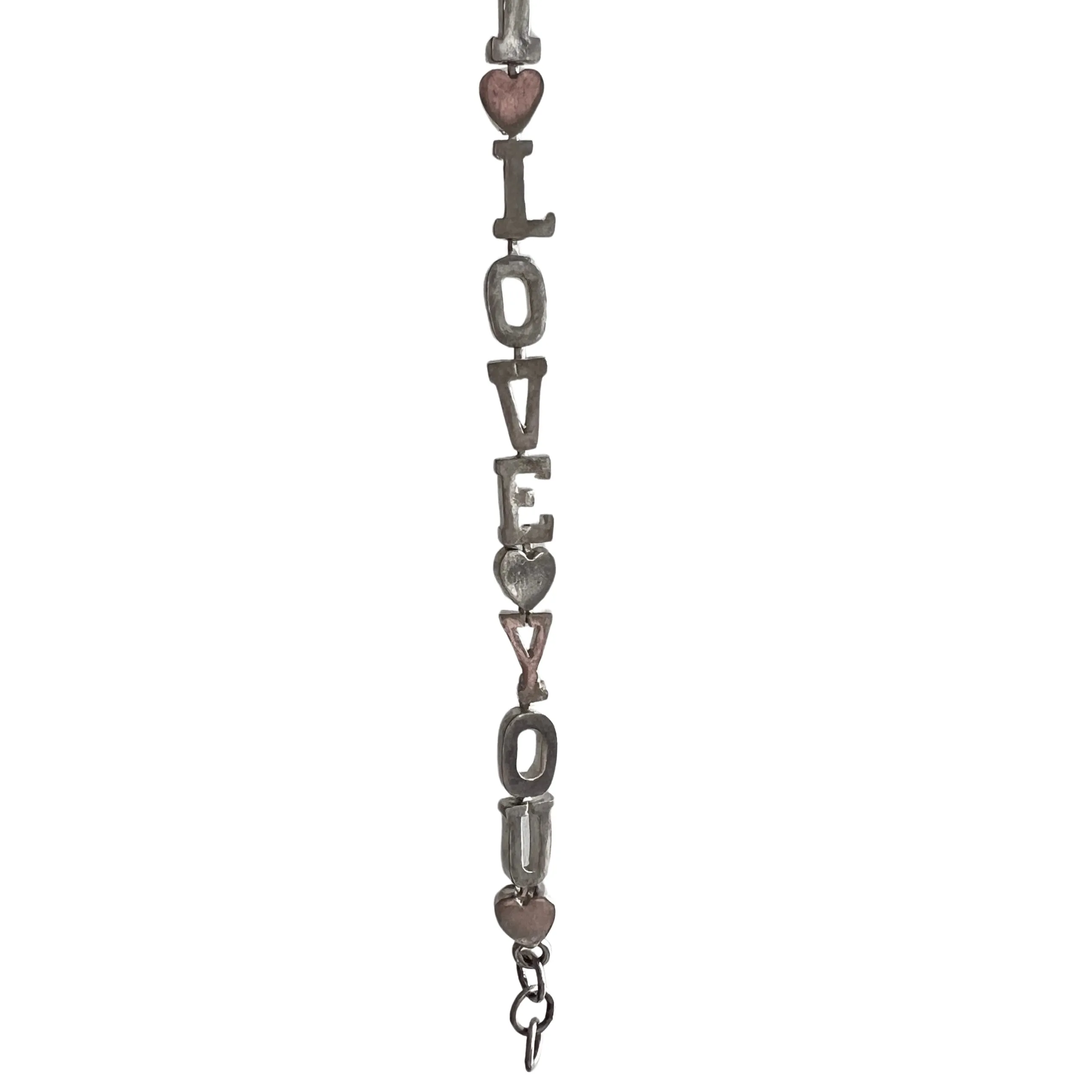 V I N T A G E // I love you / sterling silver I LOVE YOU link bracelet / 7.75