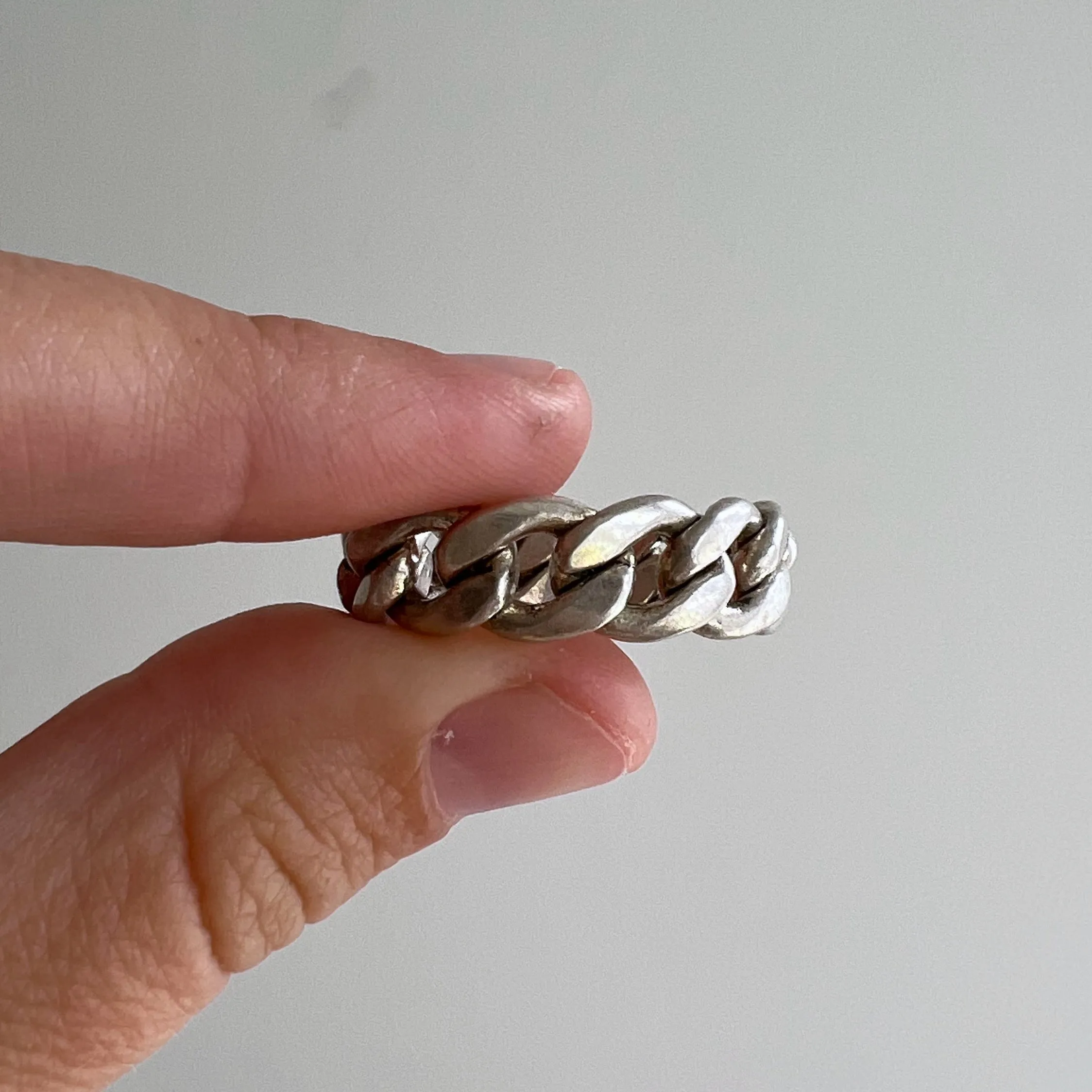 V I N T A G E // infinite flexibility / sterling silver flexible curb chain ring / size 10.25