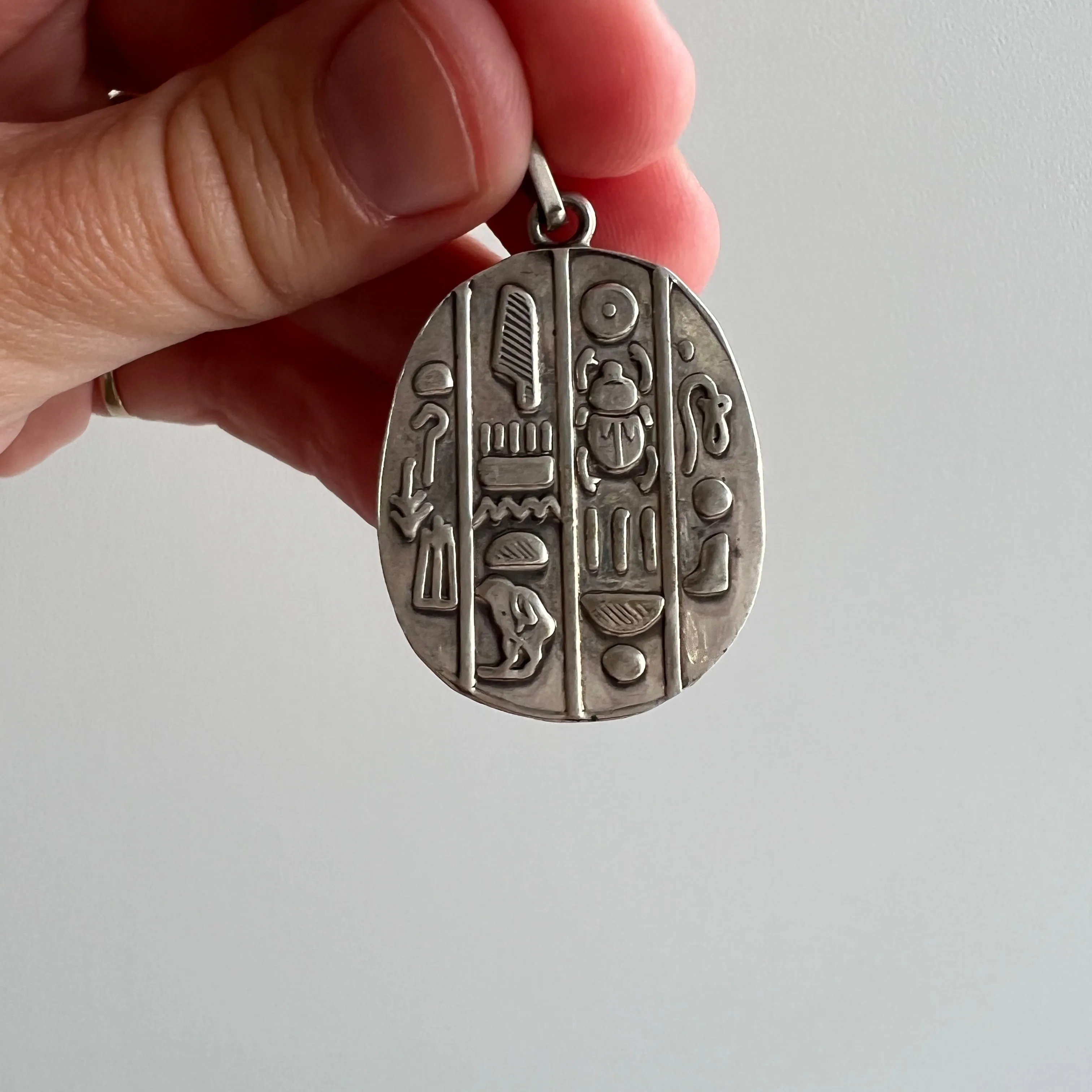 Large Sterling Silver Scarab Pendant - Vintage Symbol of Significance