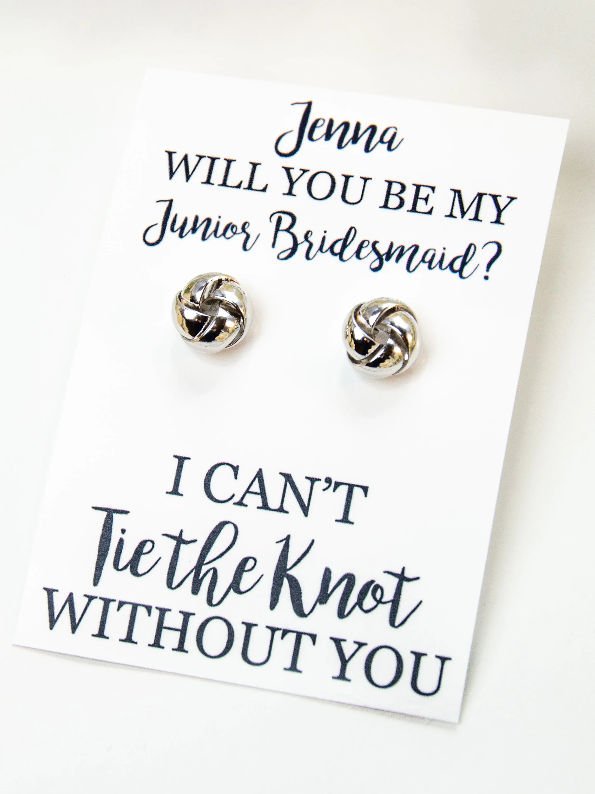 Will You Be My Junior Bridesmaid? Silver Knot Earrings