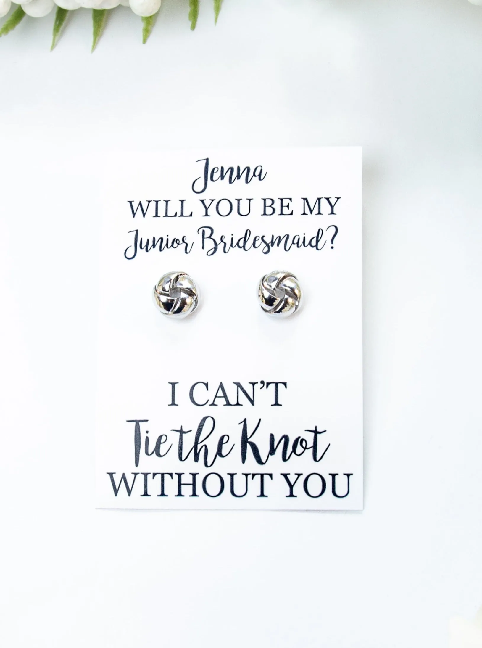 Will You Be My Junior Bridesmaid? Silver Knot Earrings