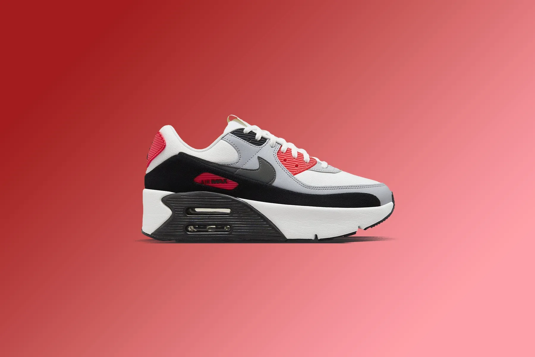 Women's Air Max 90 LV8 'Infrared' - Summit White/Smokey Grey/Black