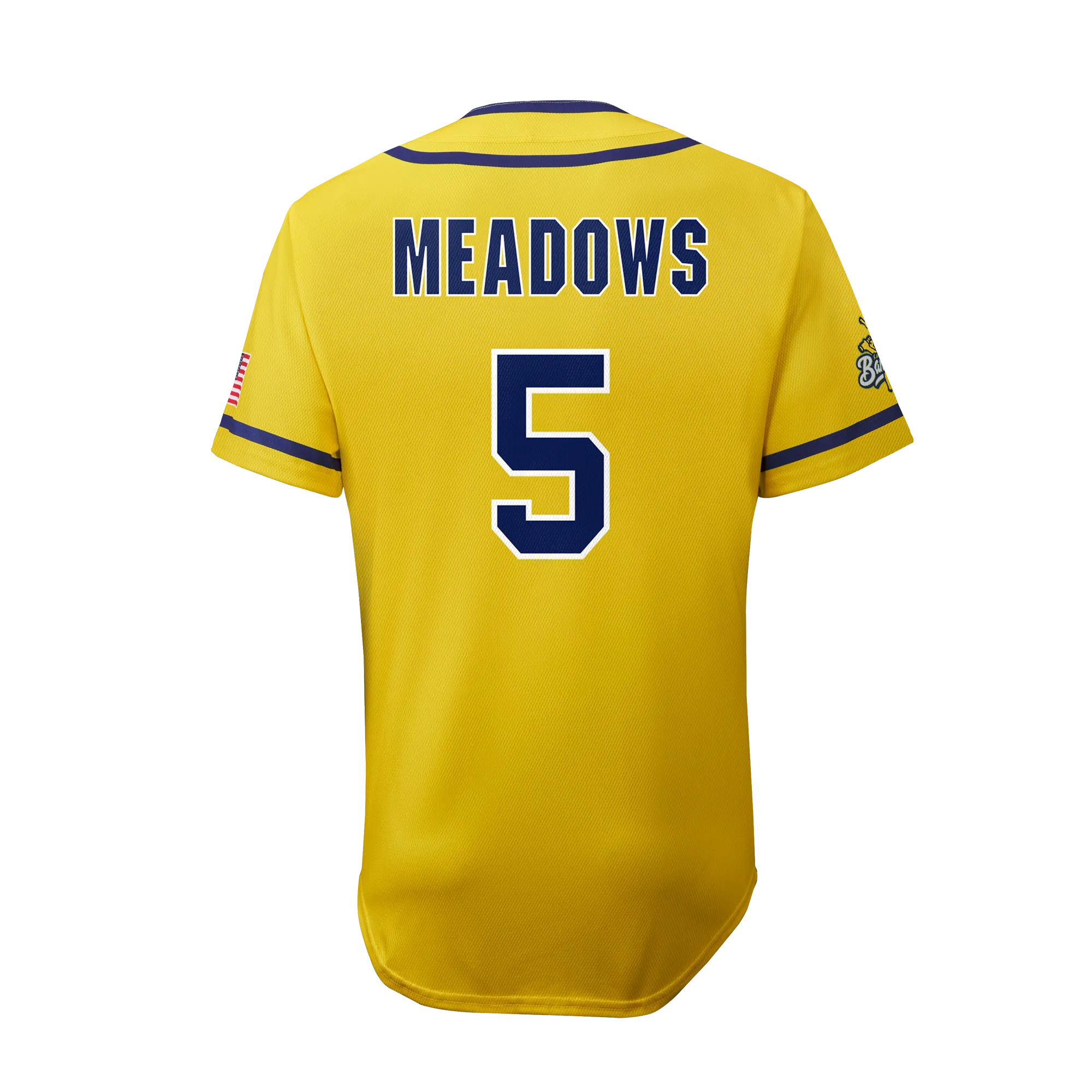 EvoShield #5 Youth Jersey in Vibrant Yellow with DR Meadows Design - Features Bananas Pattern